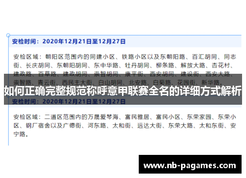 如何正确完整规范称呼意甲联赛全名的详细方式解析